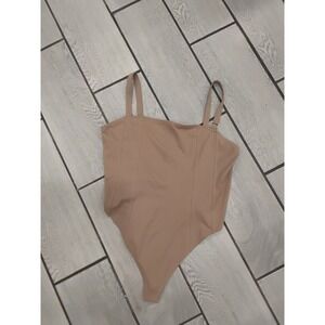HM Womens Tan Beige Seamed Sleeveless Bodysuit Size XL NWT